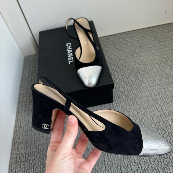 Chanel Toe Cap Slingback Heels - Picture 5 of 9